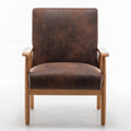 25.38'' Wide Classic Mid Century Modern Arm Chair, Brown Brown Microfiber