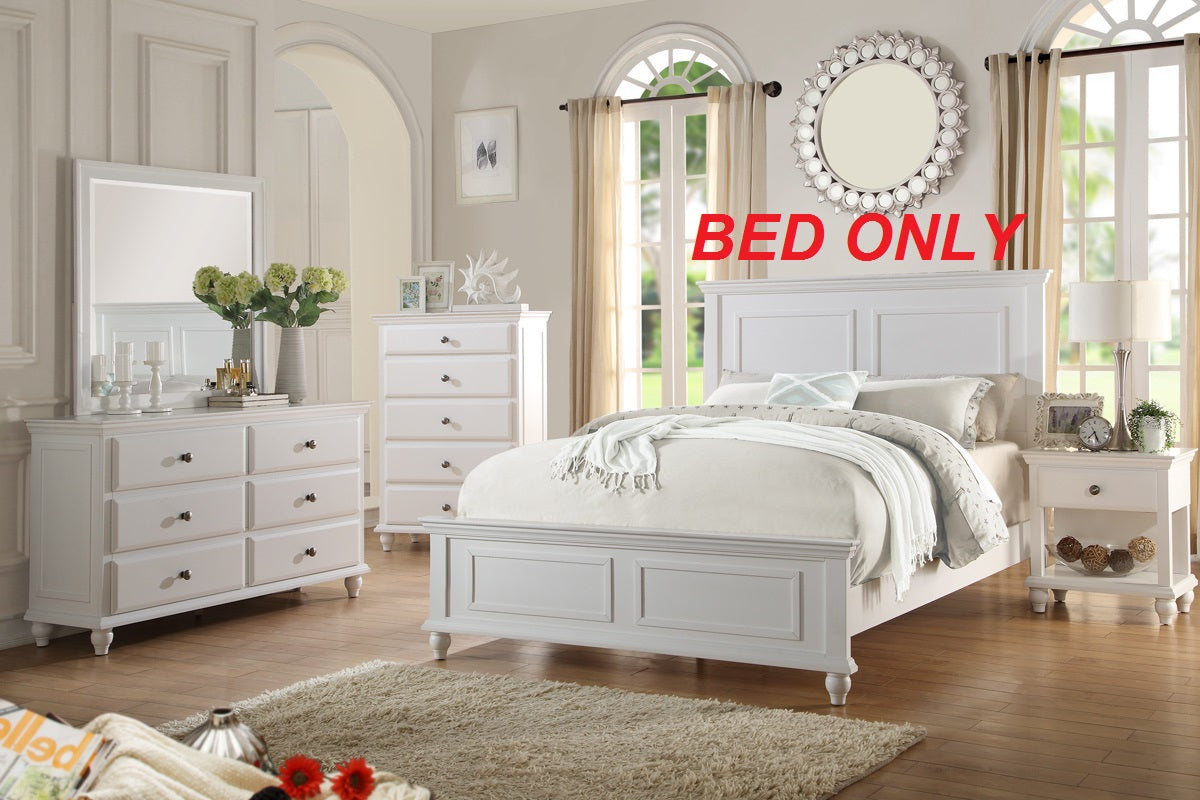 White Color Eastern King Size Bed Bedroom Furniture High Panel Headboard Footboard Plywood 1Pc Bedframe Box Spring Required King White Wood Bedroom Contemporary,Modern,Transitional,Ultra Modern Rubberwood Bed Frame Particle Board,Plywood