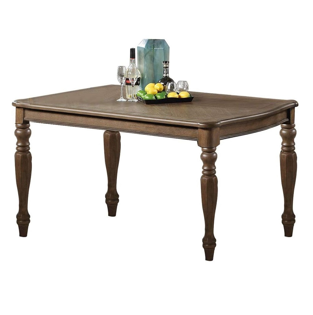 Transitional Style 7Pc Dining Set Dining Table 6Xside Chairs Cushion Seat Ash Oak Finish Kitchen Dining Room Wood Wood Oak Seats 6 Wood Dining Room Contemporary,Modern,Transitional Rubberwood 4 Leg Rectangular Dining Table With Chair Rubber Wood,Solid