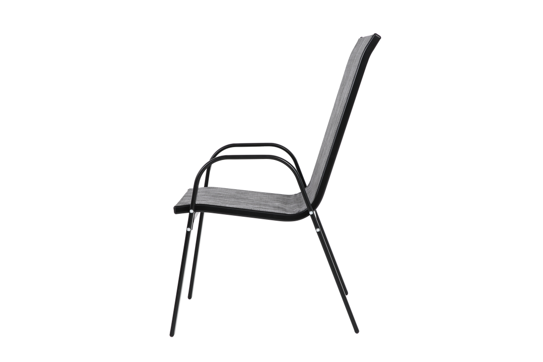 2 Piece Patio Chairs, Outdoor Camping Chairs Withtextilene Fabric, Set Of 2 Garden Chairs With Armrest High Backrest For Garden Patio Pool Beach Yard Space Saving Grey Grey Steel