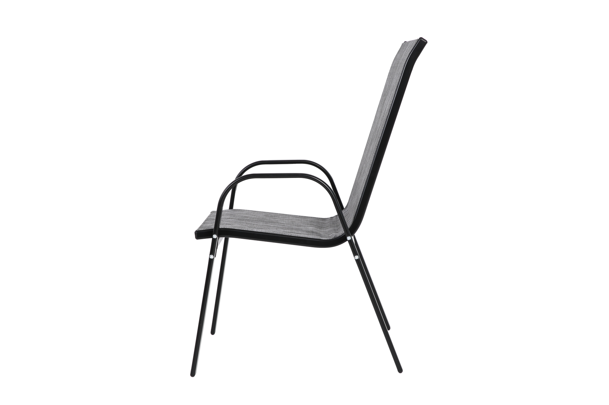 2 Piece Patio Chairs, Outdoor Camping Chairs Withtextilene Fabric, Set Of 2 Garden Chairs With Armrest High Backrest For Garden Patio Pool Beach Yard Space Saving Grey Grey Steel