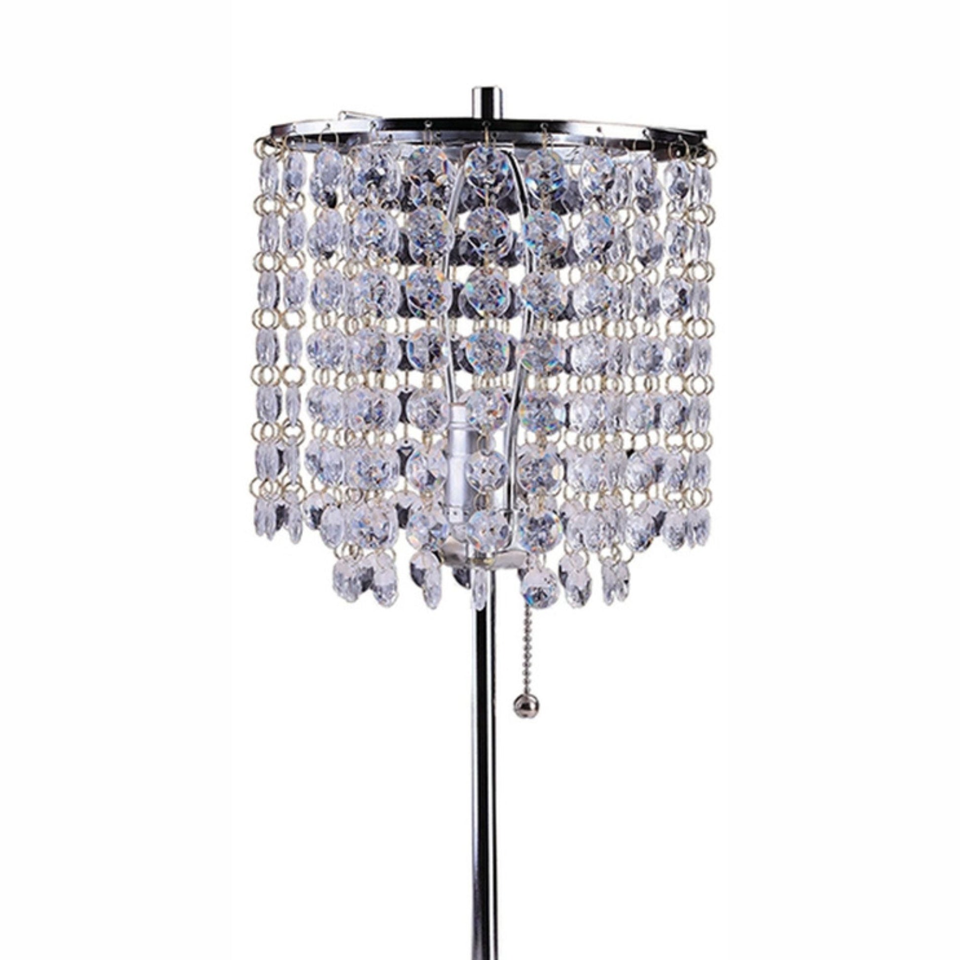 20.25" Tall Metal Table Lamp With Silver Finish, Crystal Inspired Shade Silver Metal