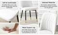 Table And Chair Set.Modern Rectangular Dining Table With Black Textured Stickers Glass Tabletop And Gold Plated Metal Legs.Paried With 6 Comfortable Chairs With Pu Seats And Black Metal Legs. Black Gold,White Seats 6 Glass Metal