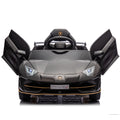 12V Kids Ride On Car W Parents Remote Control,Licensed Lamborghini Aventador Xago,Hydraulic Pressure Door,Slow Start,Early Education,Bluetooth,Adjustable Volume,Mp3,Usb,Led Lights For Kids Aged 3 8. Black 50 99 Lbs Polypropylene