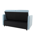 Loveseat Sleeper Pull Out Couch 3 In 1 Sofa Bed Adjustable Backrest Light Blue Wood Fabric