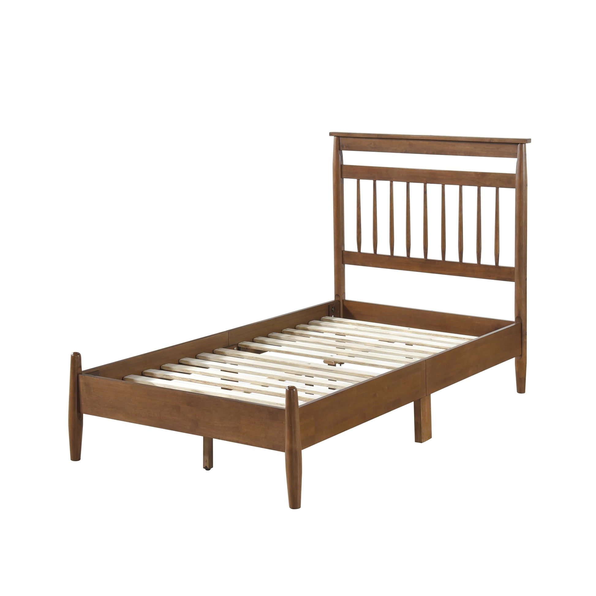 Transitional Design Twin Platform Bed Chestnut Finish Wood Frame Bedroom Furniture 1Pc Bed In A Box Box Spring Not Required Twin Chestnut Wood Bedroom Wood