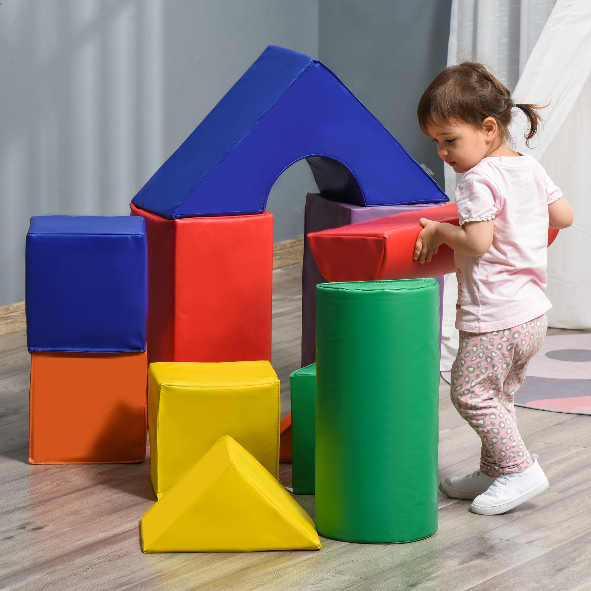 Soozier Foam Climbing Blocks For Toddlers, 11 Piece Baby Soft Foam Play Set, Climb And Crawl Activity Playset Building Blocks For Aged 1 3 Years Old Boys & Girls, Assorted Multicolor Pu