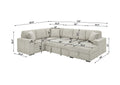 122 Inch Pull Out Couch, Rabbit Plush Fabric Sofa Bed With Usb Ports & Comfy Upholstered, Oversized U Shape Sectional Sleeper Sofa Bed With Storage Chaise, Khaki Light Brown Wood Primary Living Space Medium Duty Eucalyptus 6 Seat Khaki Polyester Soft