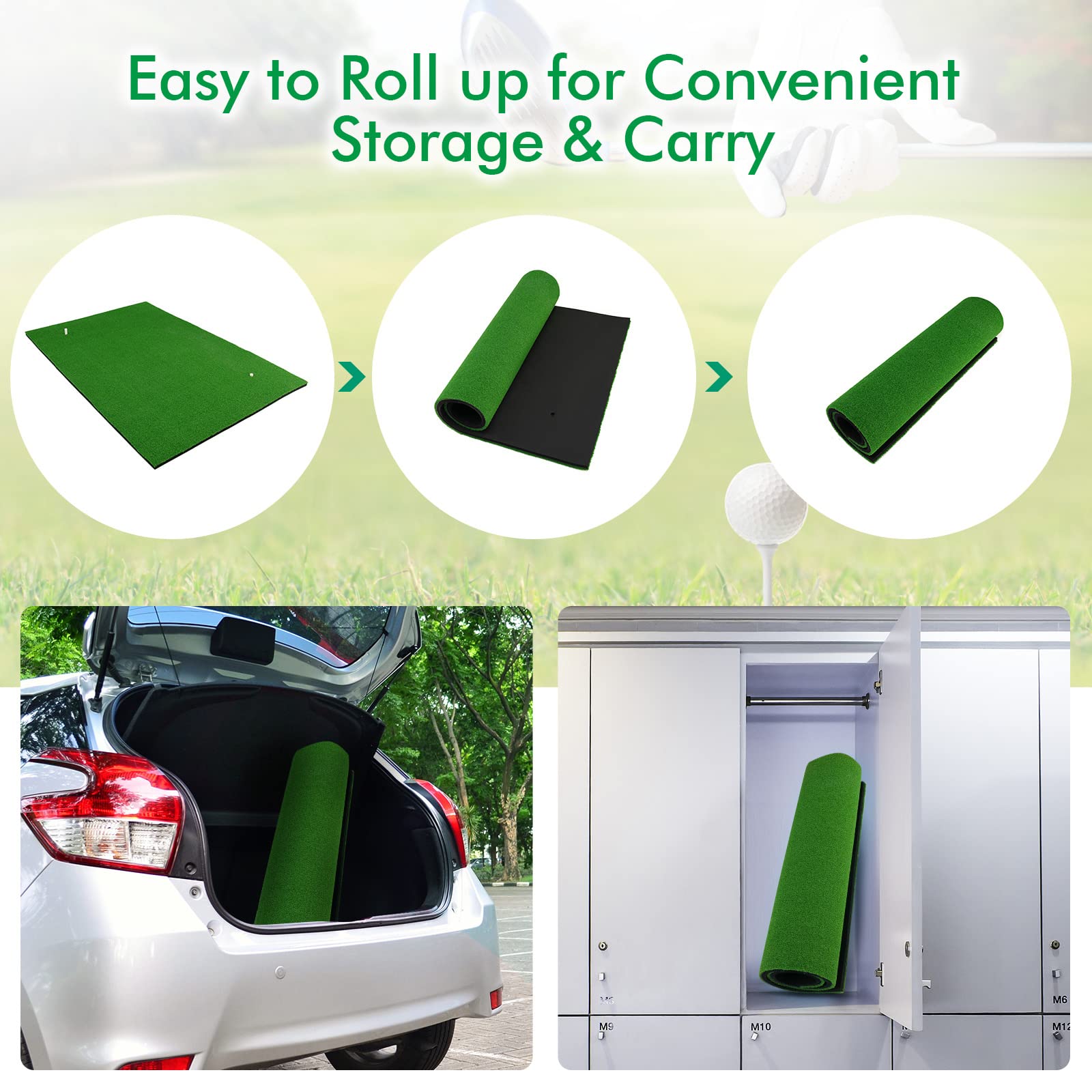 Golf Hitting Mats 3.8'X5' Artificial Turf Training Mat For Indoor Outdoor Swing Practice Green Plastic