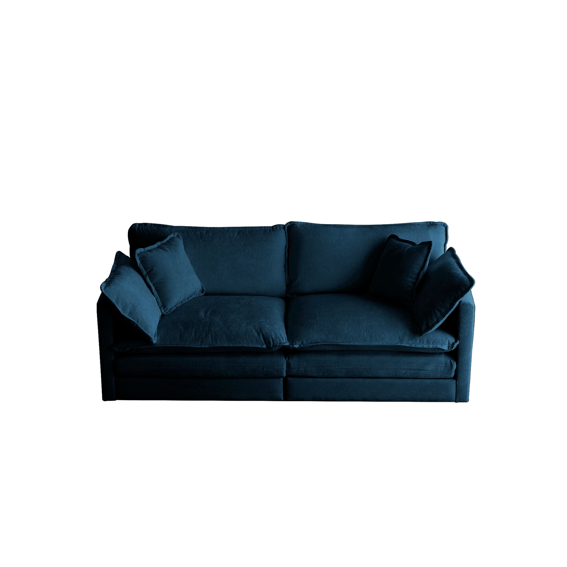 Modern Fabric Loveseat Sofa Couch For Living Room, Upholstered Large Size Deep Seat 2 Seat Sofa With 4 Pillows ,Blue Chenille Blue Chenille 2 Seat