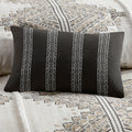 4 Piece Printed Comforter Set With Throw Pillow Black Ivory Full Queen Full Black Ivory Polyester