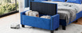 Upholstered Velvet Storage Ottoman Bench For Bedroom, End Of Bed Bench With Rivet Design, Tufted Foot Rest Stool,Blue Blue Blue Mdf