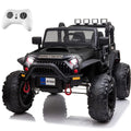 24V Ride On Car Truck With Remote Control, 2 Seater Kids Electric Car, Spring Suspension, 9Ah Battery Powered, 3 Speeds, Double Doors, Music Player Black 50 99 Lbs 5 To 8 Years Abs Rubber Steel Q235