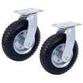 4Pcs 8In Caster Pneumatic Tire 2Pcs Swivel 2Pcs Rigid , Caster Wheel, Swivel Plate, Steel Hub With Ball Bearings, 5 8 Inch Bore Centered Axle Black Black Rubber