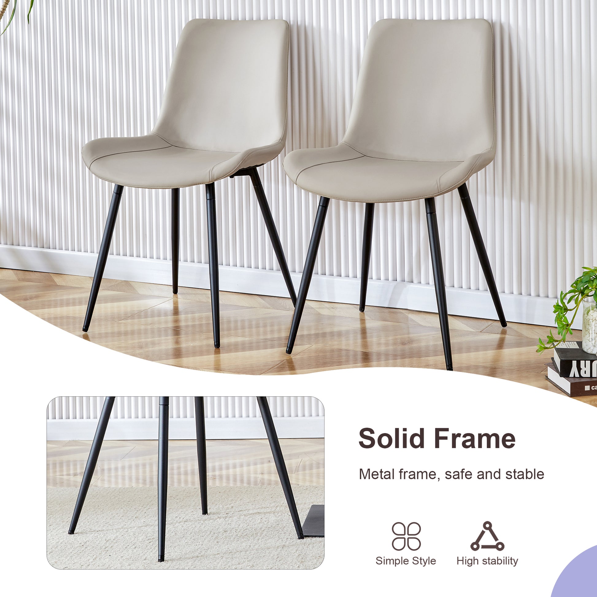 Table And Chair Set.Modern Extendable Mdf Dining Table.The Table Has A Telescopic Design, Suitable For Gatherings Of Different Size.Paired With 4 Chairs With Pu Cushions And Black Metal Legs. White Black Seats 4 Mdf Metal