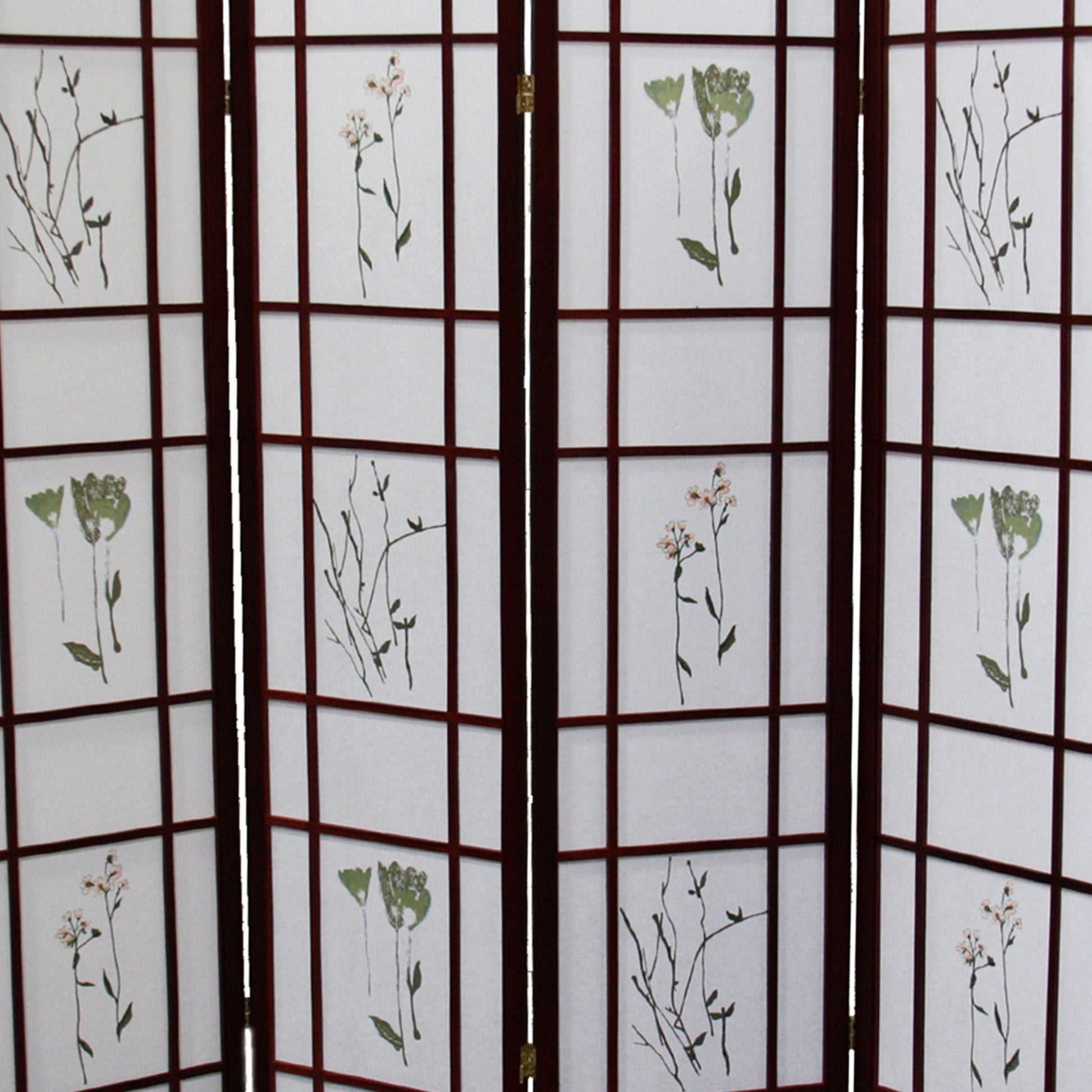 70" Tall 4 Panel Screen Room Divider "Shoji", Cherry Cherry Wood