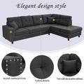 109.2''L Shaped Modular Sectional Sofa With Removable Back Cushions And 2 Pillows, Suitable For Living Rooms, Offices, And Apartments Dark Gray Polyester 5 Seat
