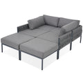 6 Pieces Aluminum Patio Furniture Set, Modern Metal Outdoor Conversation Set Sectional Sofa With Removable Olefin Extra Thick Cushions 5.9