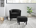 Modern Accent Chair,Upholstered Arm Chair Linen Corduroy Single Sofa Chair With Ottoman Foot Rest Comfy Armchair For Living Room Bedroom And Office,Black Black Fabric