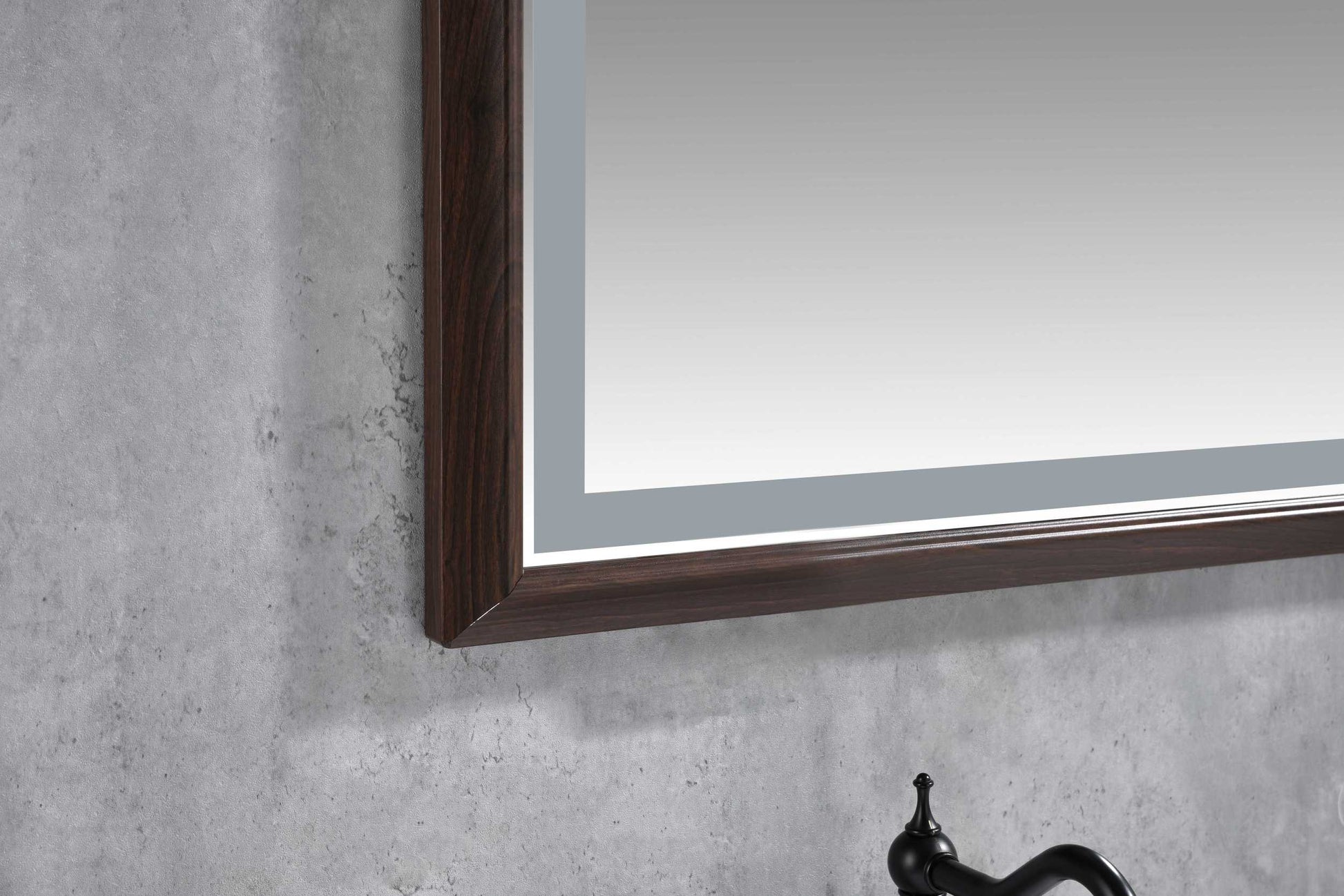 Bathroom Led Mirror Is Multi Functional And Each Function Is Controlled By A Smart Touch Button. Brown Aluminium