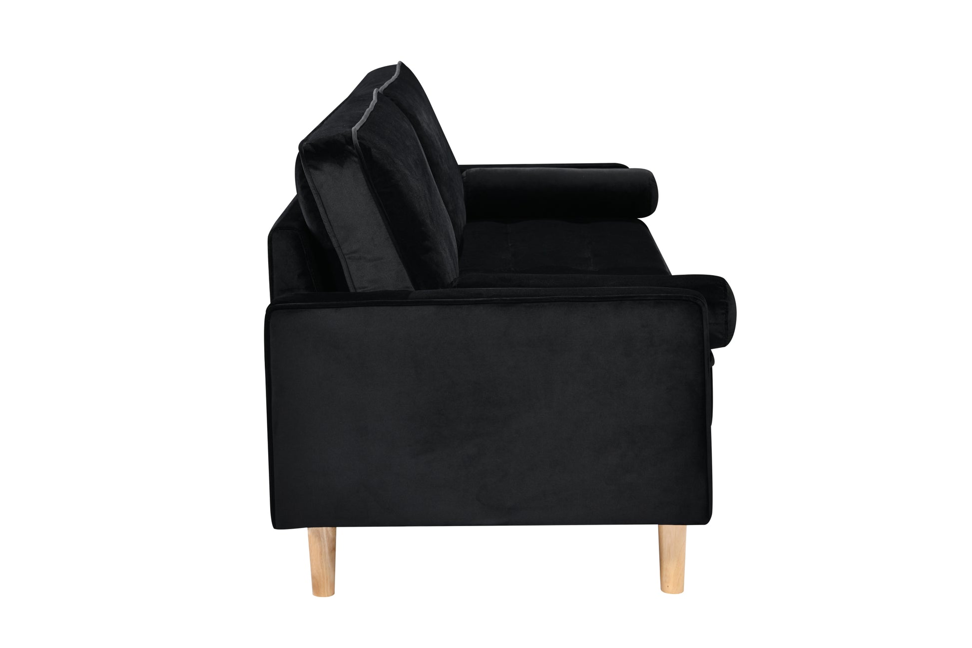 Sofa Simple Small House Double Three Person Straight Row American Retro Green Velvet Furniture Fabric Sofa Small Living Room Bedroom Office Black Solid Wood 3 Seat