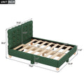 Full Size Upholstered Platform Bed With Support Legs,Green Green Upholstered