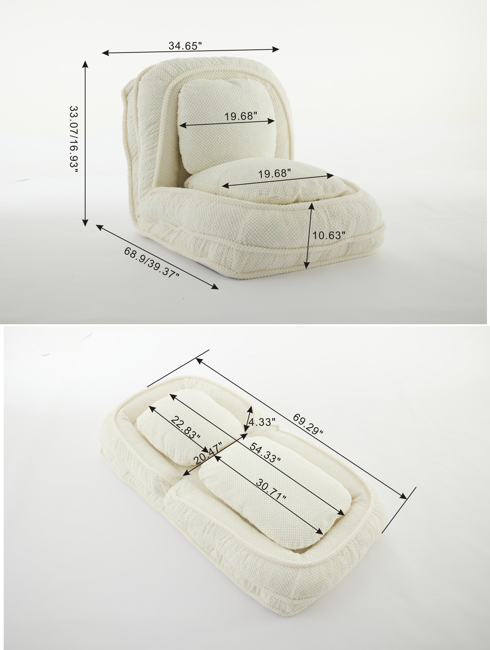 Human Dog Bed ,Lazy Sofa Couch ,5 Adjustable Position,Sit,Sleep,Fold,Suit To Put In Bedroom, Living Room ,Space Saving Design,Gray Gray Polyester Metal Primary Living Space Medium Soft Cushion Back