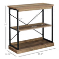 Homcom 2 Tier Shelf, Modern Style Bookshelf With Metal Frame For Living Room, Bedroom, And Office, Brown Brown Steel