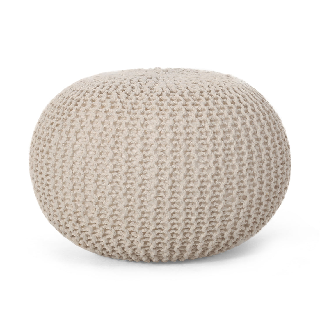 Knited Pouf Beige Cotton