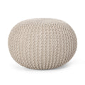 Knited Pouf Beige Cotton