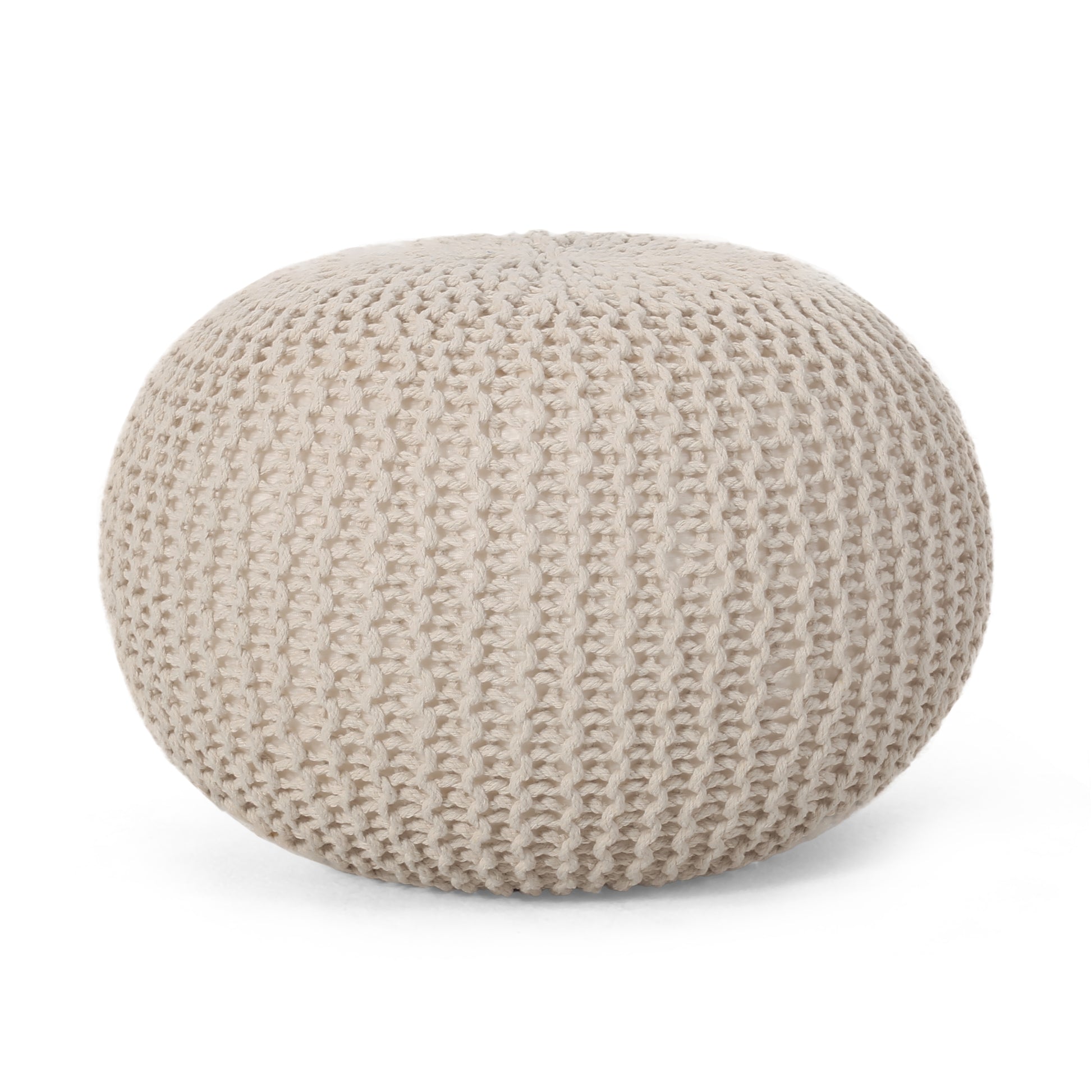 Knited Pouf Beige Cotton