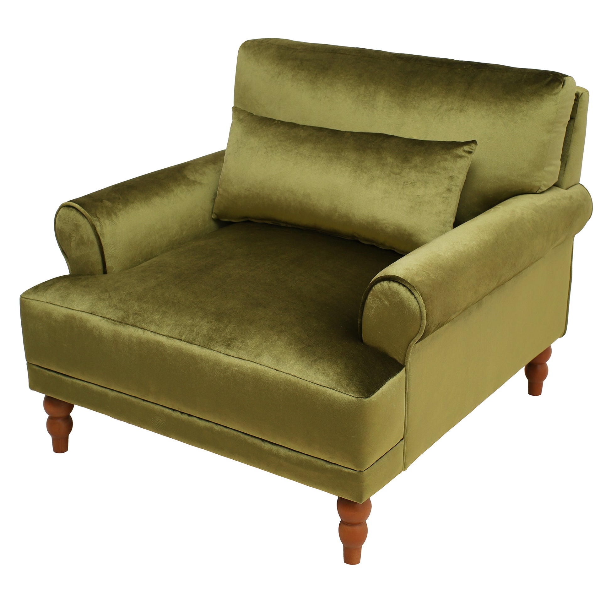 Mirod Elegant Circular Armrests, Ergonomic Lumbar Support, Vintage Roman Column Legs, Luxurious Large Size, Enhances Living Room Aesthetics, For Living Room,Bedroom And Study Green Velvet