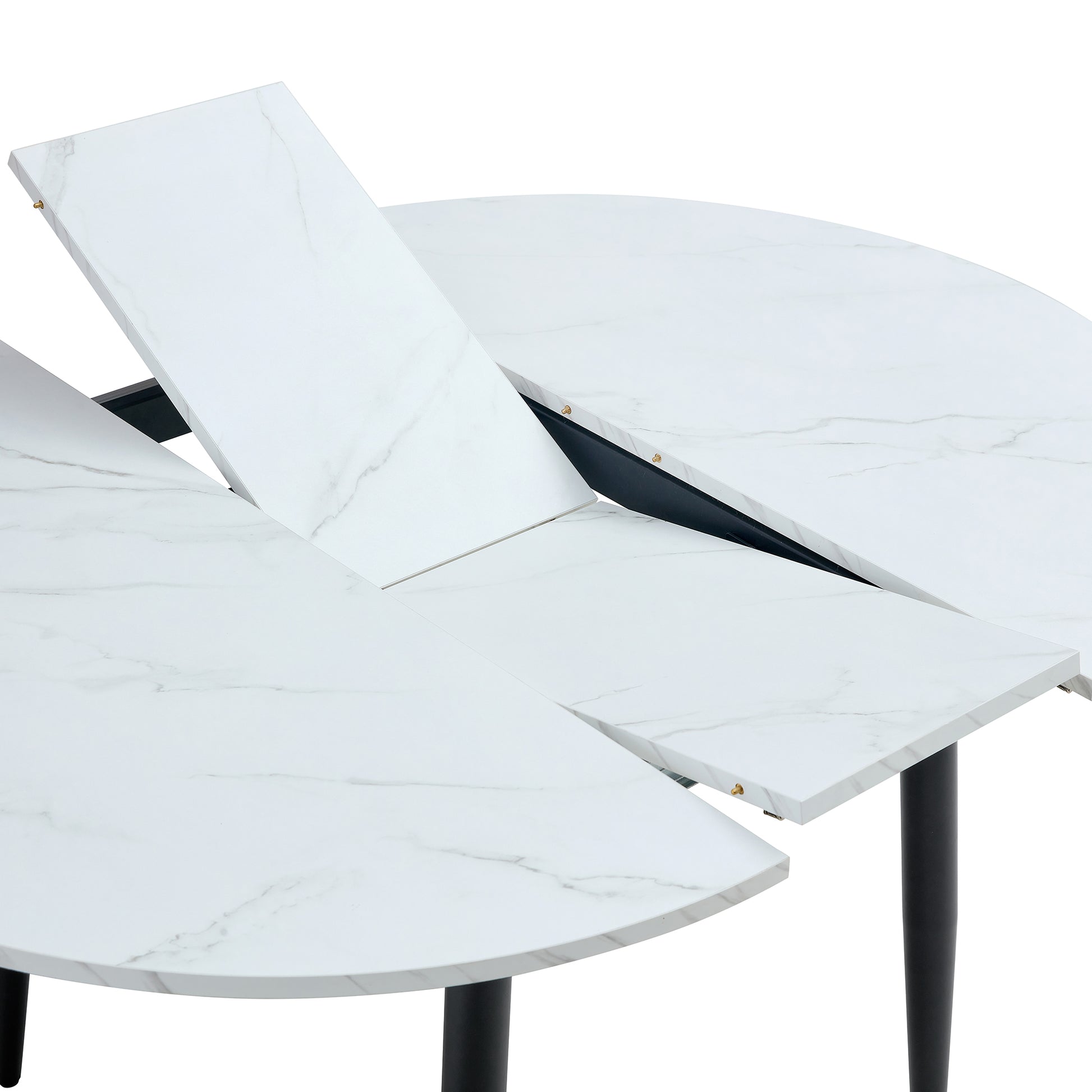 With A Clever Retractable Mechanism, The Mdf Table Top And Black Metal Legs And Has A Smooth And Delicate Surface. The Unique Look Creates The Sleekof A Modern Home. White Mdf Metal