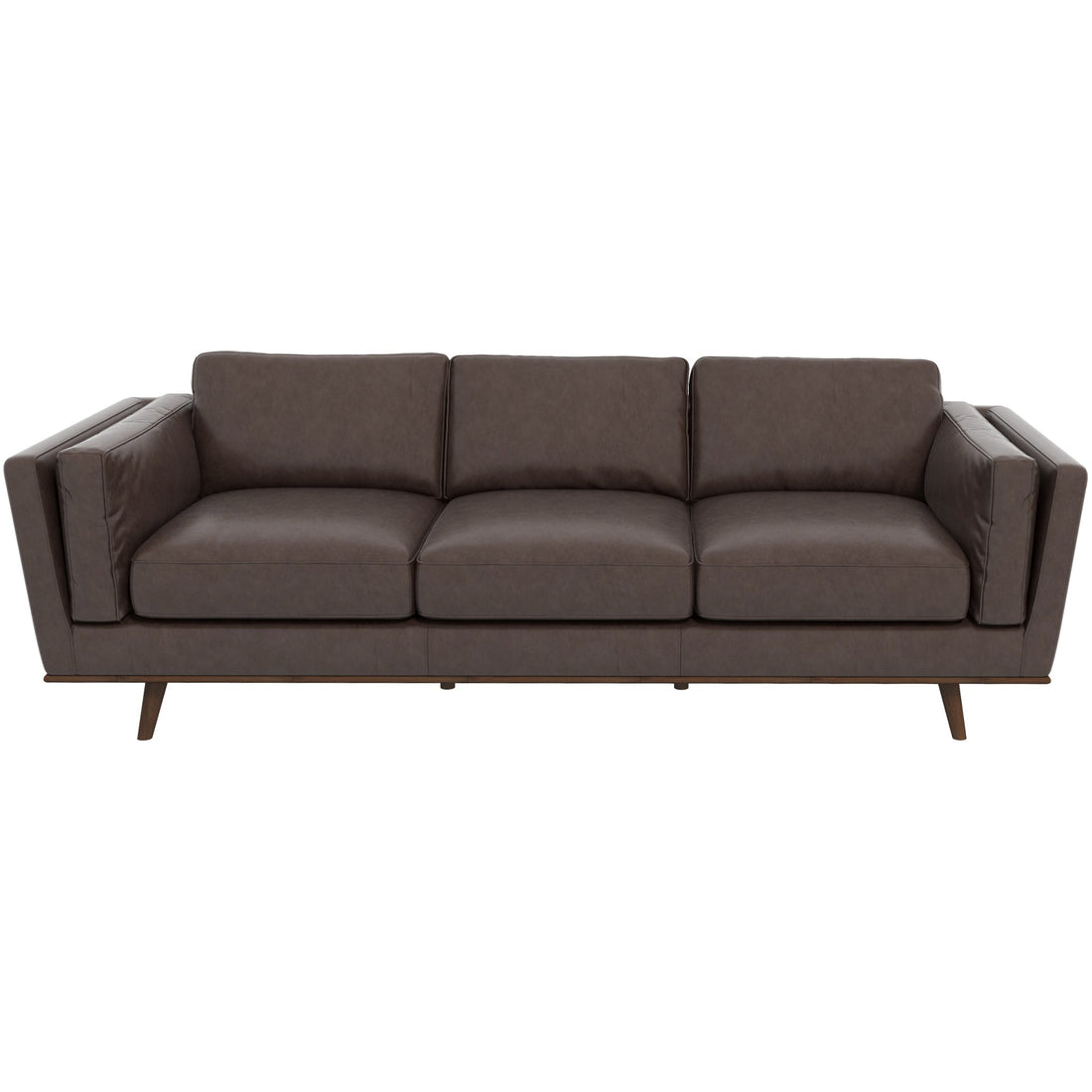 Chase Leather Sofa Brown Chocolate,Dark Brown Genuine Leather Wood Primary Living Space Mid Century Modern Foam Genuine Leather,Solid Wood 3 Seat