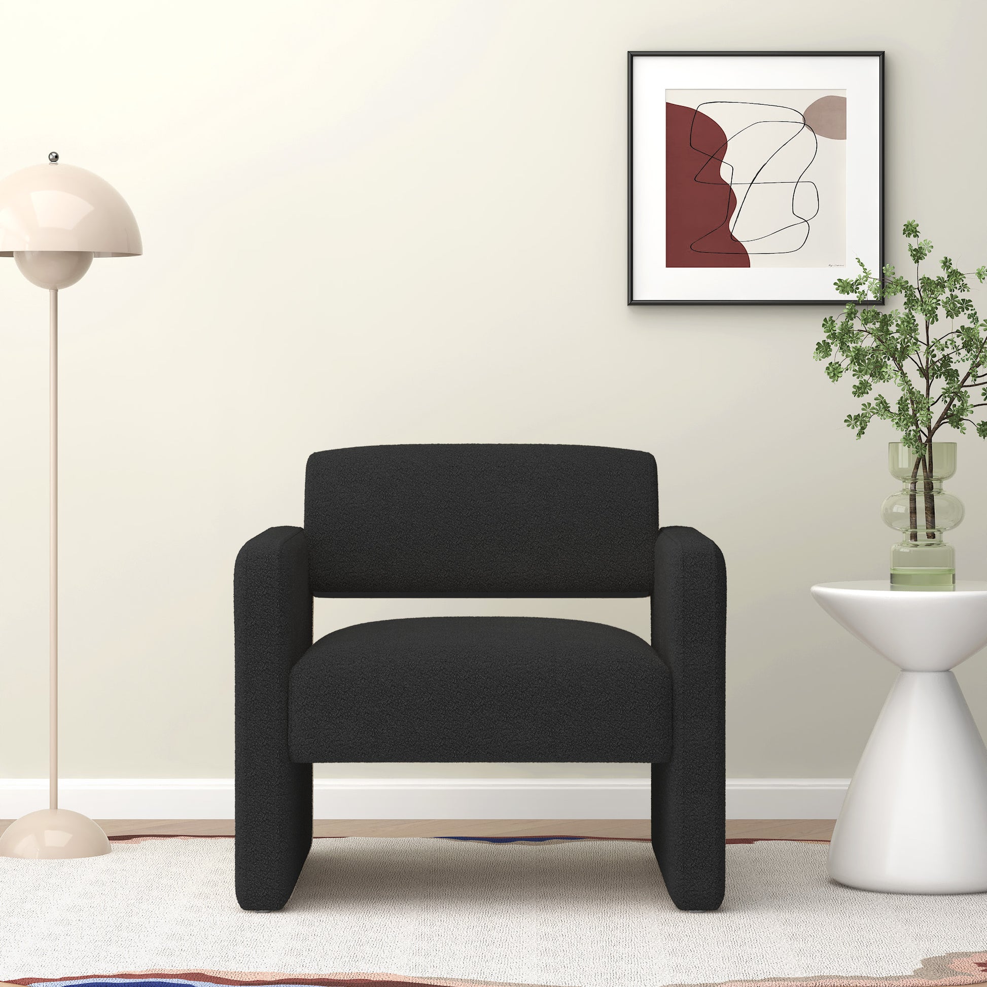 Black Single Sofa Chair, Upholstered Comfortable Chair With Armrests, For Dining Room Bedroom Living Room Reception Black 30.9"*30.51"*30.11" Black Velvet