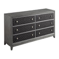 Modern Styling Bedroom 1Pc Dresser Of 6 Drawers Faux Leather Upholstered Gray Classic Design Wooden Furniture Gray Bedroom Modern Wood