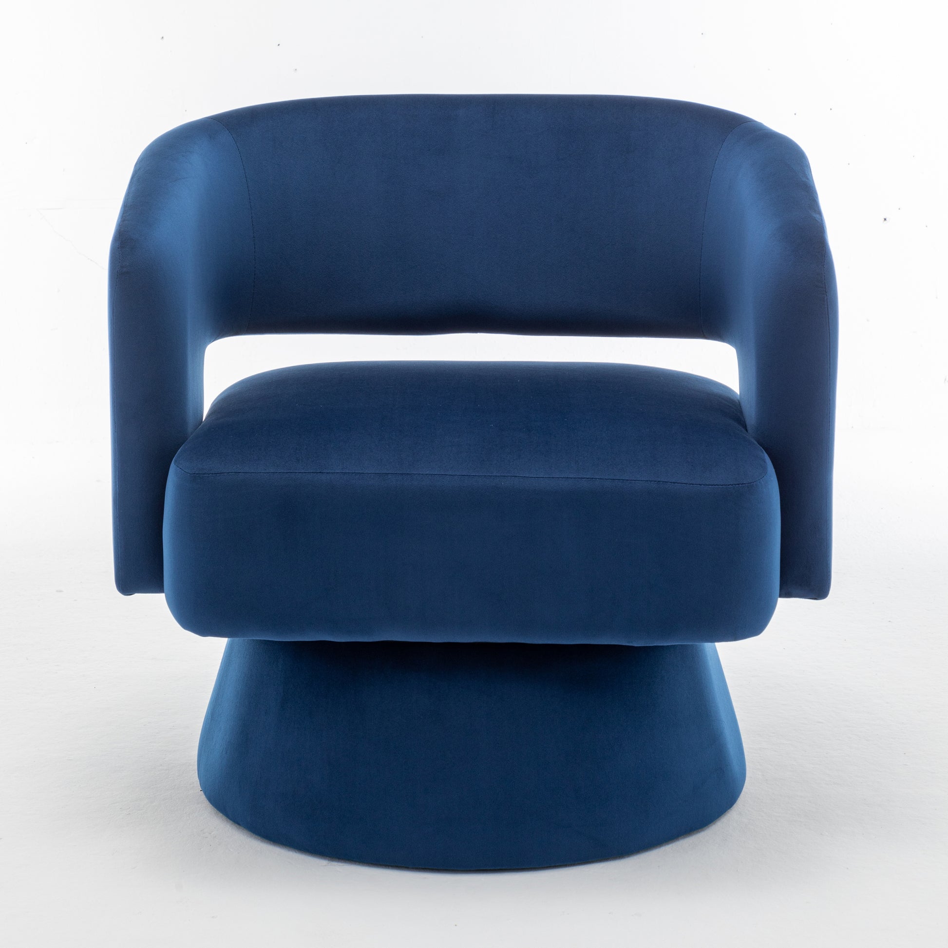 Swivel Barrel Chair, Velvet Accent Armchair 360 Degree Swivel Club Chair For Living Room Bedroom Reception Room Blue Foam Velvet