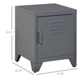 Homcom Industrial End Table, Living Room Side Table With Locker Style Door And Adjustable Shelf, Grey Grey Steel