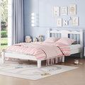 Twin Bed With Column Decoration Headboard, With Bed Slats,White Twin White Pine