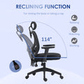 Vinsetto High Back Ergonomic Computer Home Office Chair, Mesh Task Chair With Lumbar Back Support, Reclining Function, Adjustable Headrest, Arms And Height, Black Black Polyester