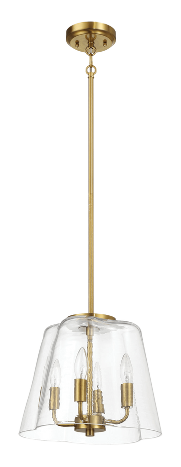 Soiree Four Candle Lights Pendant With Clear Glass Satin Brass Clear,Gold Ceiling Lights Brass,Glass