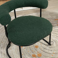 Coolmore Boucle Dining Chairs Set Of 2, Mid Century Modern Curved Backrest Chair, Round Upholstered Kitchen Chairs Emerald Boucle Emerald Foam Mdf Metal