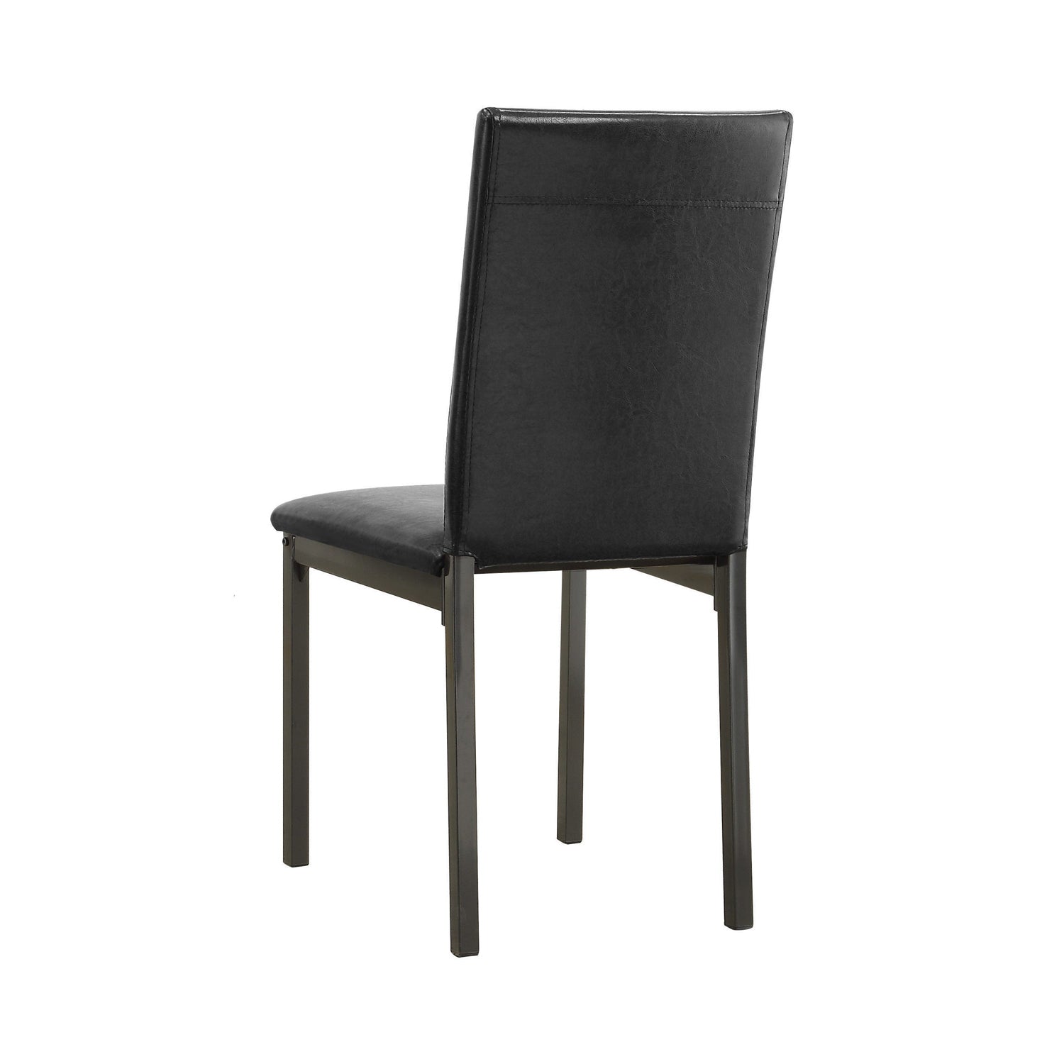 Set Of 2Upholstered Side Chairs In Black Solid Black Dining Room Rectangular Dining Chairs Set Of 2 Faux Leather,Metal