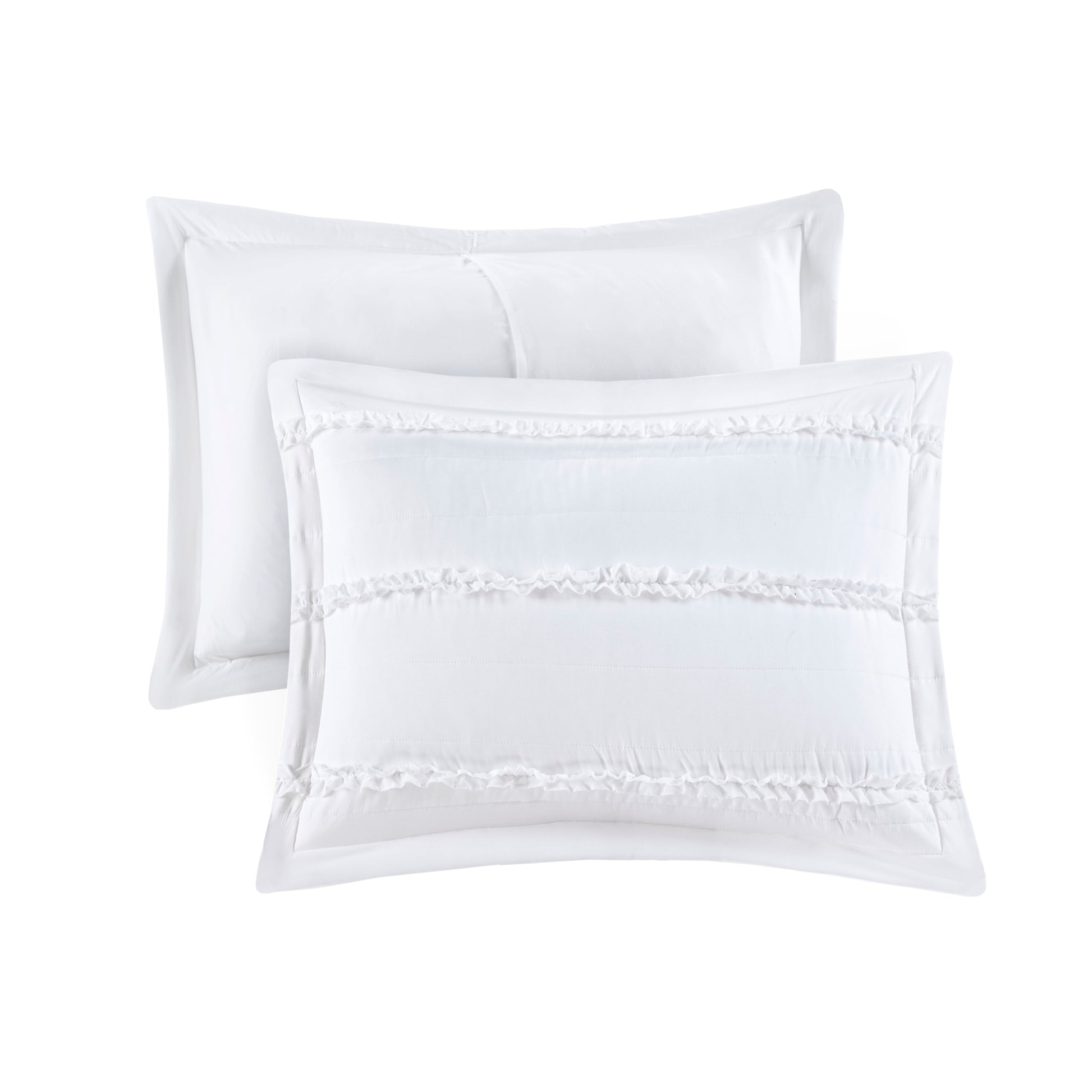 5 Piece Microfiber Ruffled Comforter Set White King King White Polyester