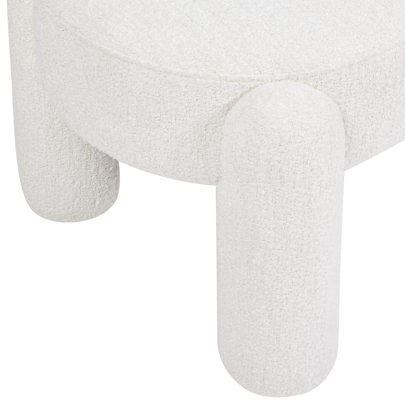 Hugo 49" Oval Fully Upholstered Bench, Milk Cream White Boucle Cream Foam Boucle