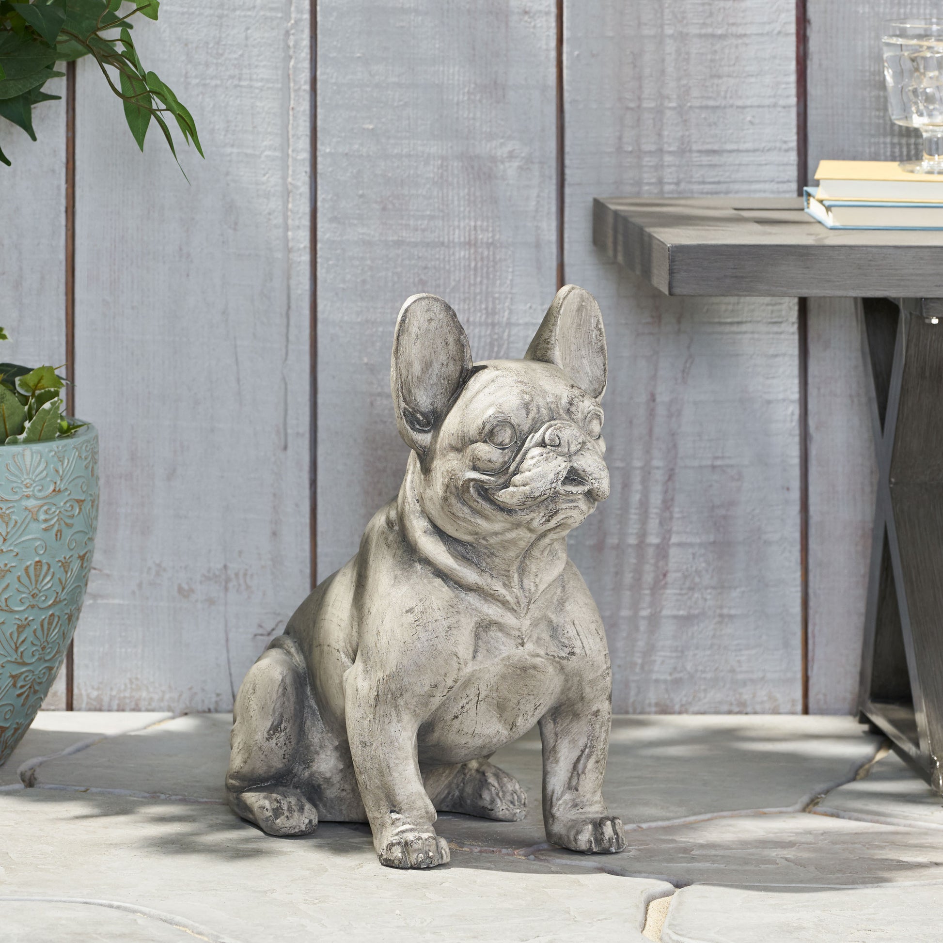 Dog Garden Sculpture Gray Glass