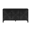 Sideboard With Curved Swirl Patterned Doors And Artistic Three Door Design,Suitable For Living Rooms,Entrance And Study Black Primary Living Space American Design Mdf