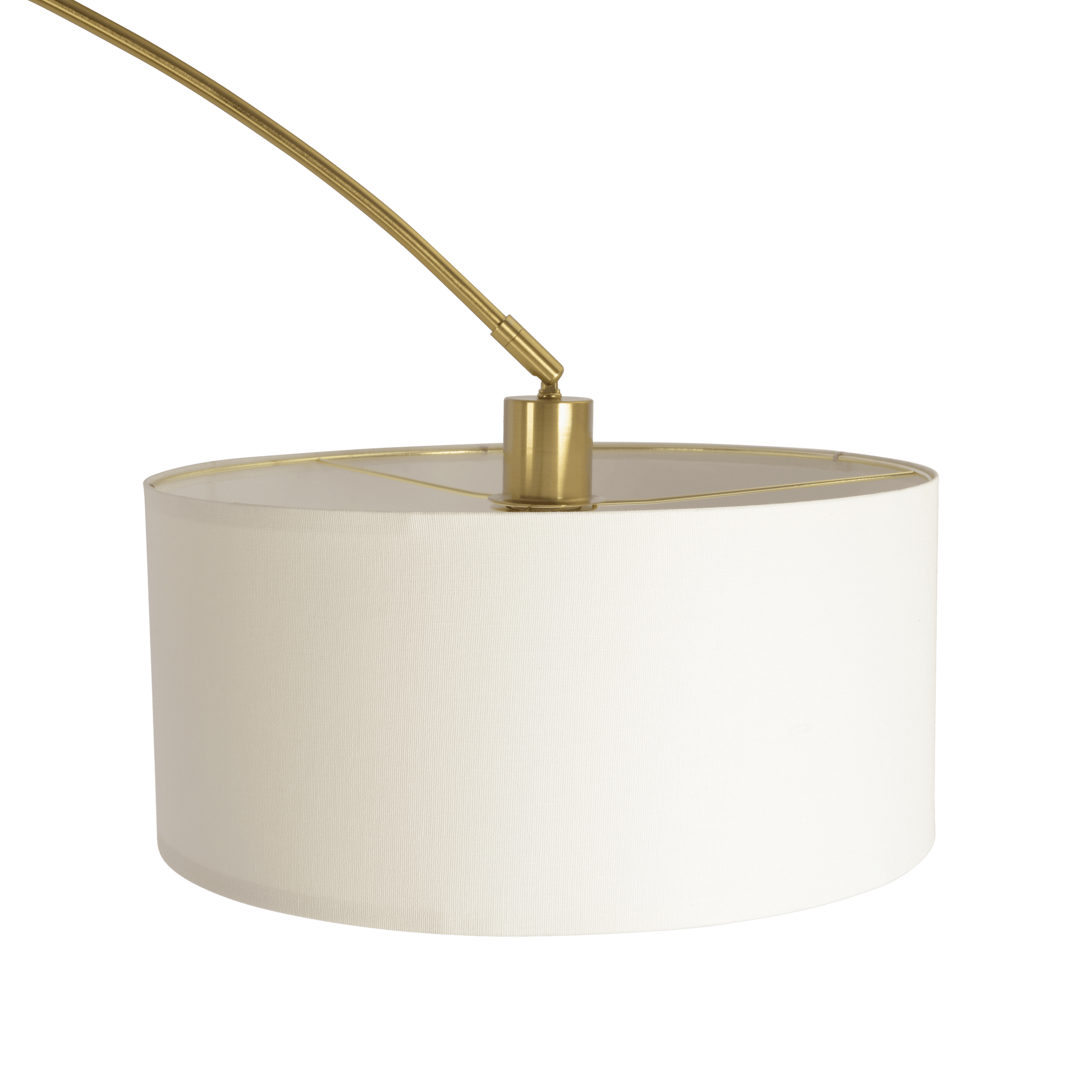 Ambient Arch Gold Brass Floor Lamp With Large Linen Shade Gold,White,White Marble Table&Floor Lamps Brass,Faux Marble,Linen