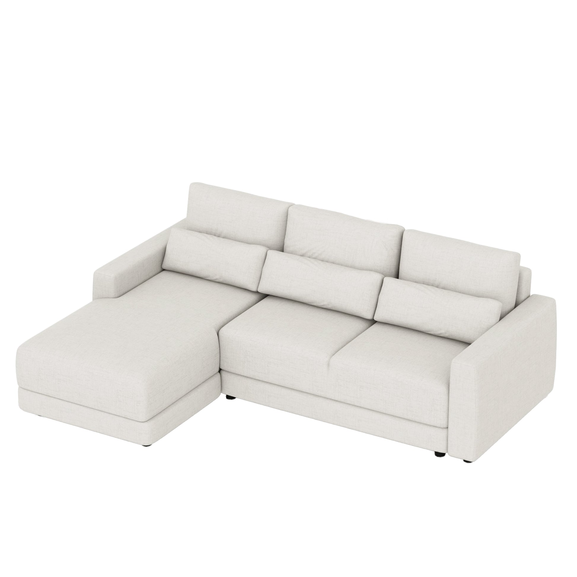 L Shaped Modular Sectional Sofa With Removable Back Cushions And 3 Pillows, Suitable For Living Rooms, Offices, And Apartments Beige Wood Linen 3 Seat