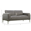 Onyx Gray Leather Loveseat Dark Gray Genuine Leather Primary Living Space Square Arms Foam Solid Wood